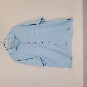 NWT Roundtree & Yorke Caribbean Powder Blue Pearl Snap Short Sleeve Shirt - XL